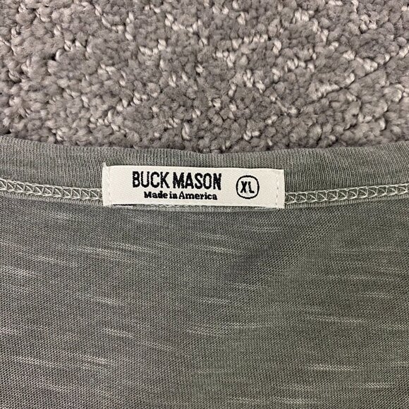 Buck Mason Shirt Men's XL Green Slub Curved Hem T Shirt Tee Stretch Short Sleeve - Picture 4 of 8